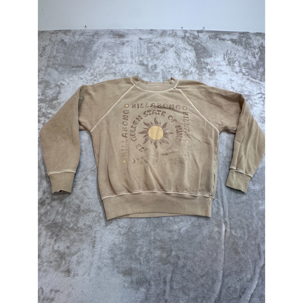 Billabong Golden State of Mind Sweatshirt Womens Medium Tan Sun Raglan Pullover